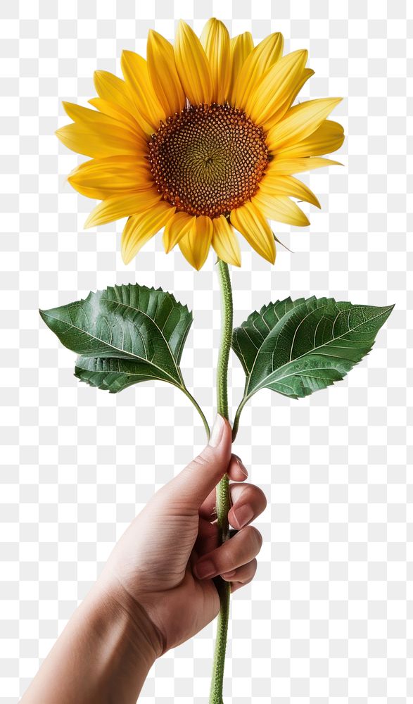 PNG Hand holding vibrant sunflower