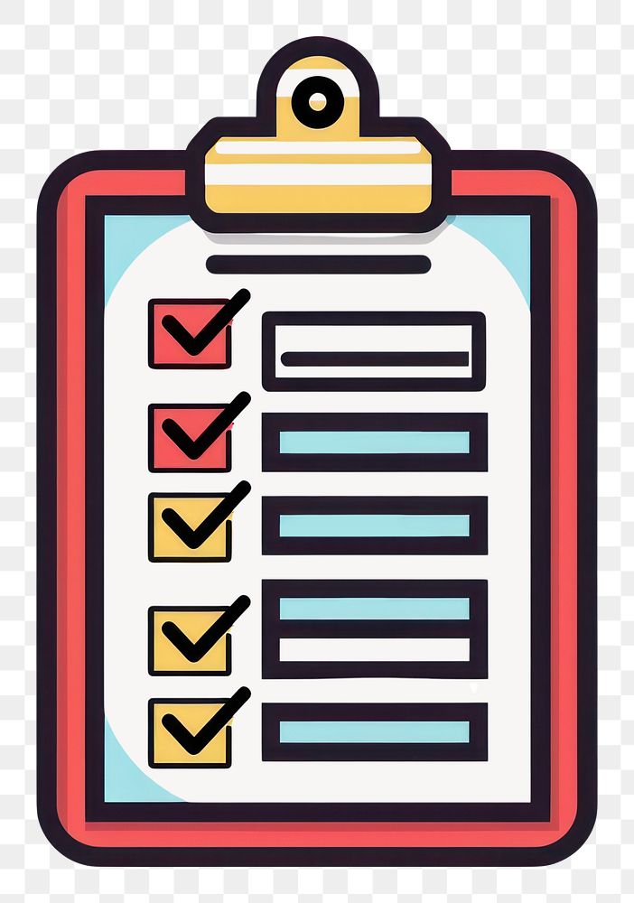 PNG  Colorful checklist clipboard illustration