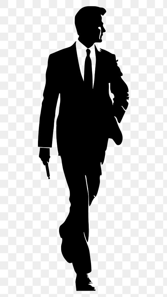 PNG Silhouette spy holding gun confidently