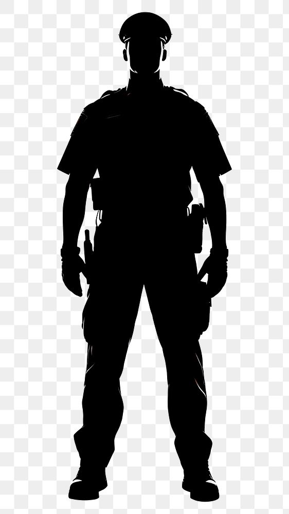 PNG Silhouette police officer standing strong