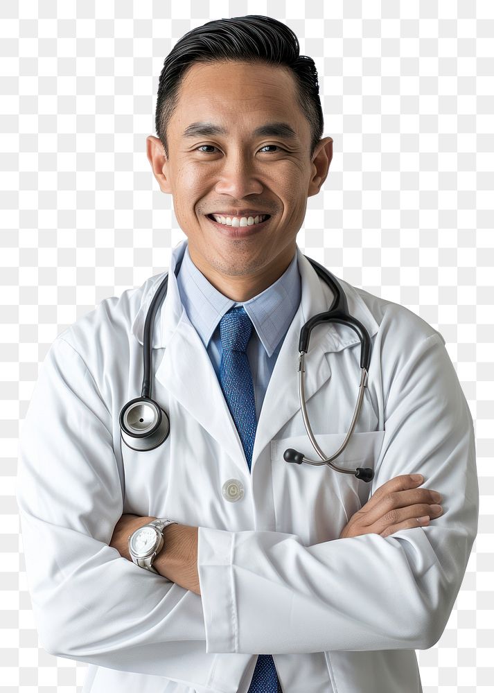 PNG  Smiling doctor with stethoscope
