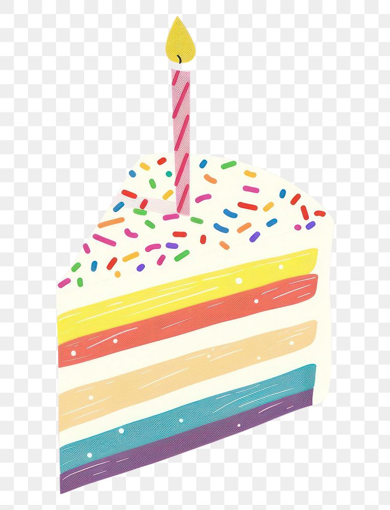 PNG Colorful birthday cake slice illustration