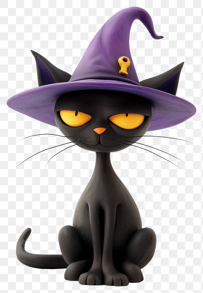 PNG Black cat wearing witch hat