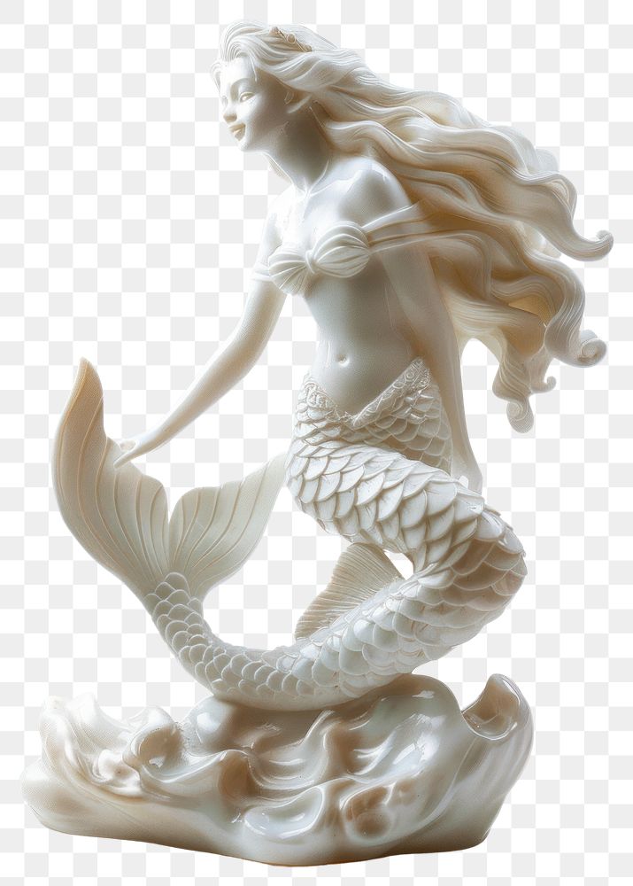 PNG Elegant mermaid sculpture in white