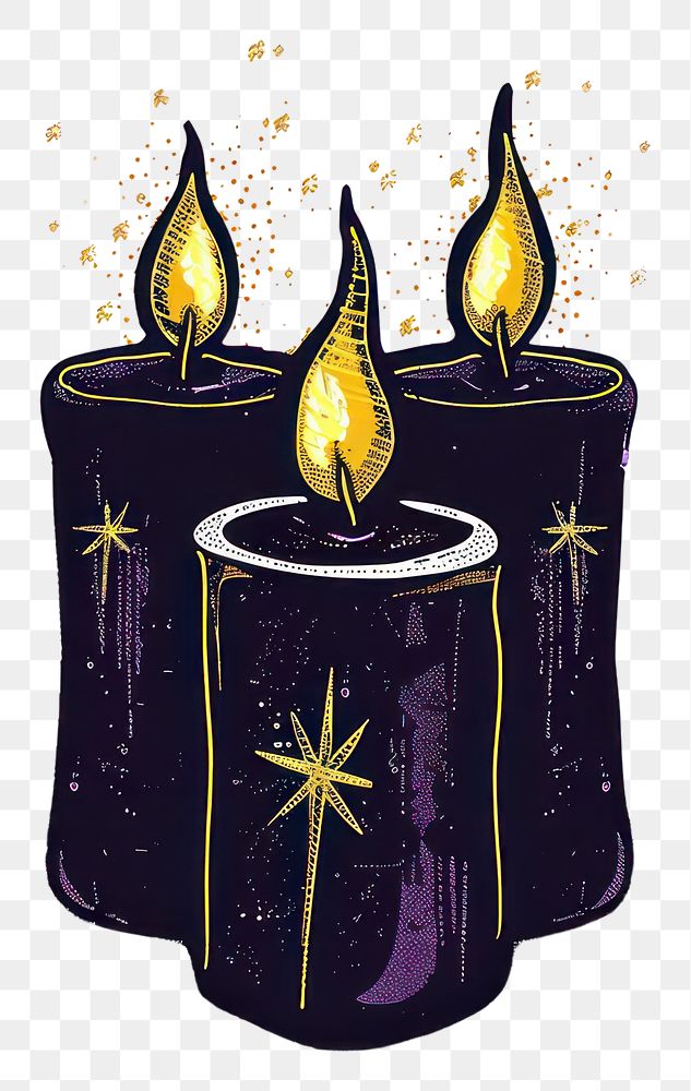 PNG Elegant dark candles with stars