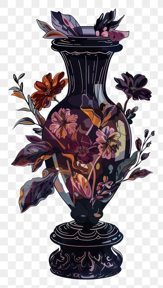 PNG Elegant floral vase illustration