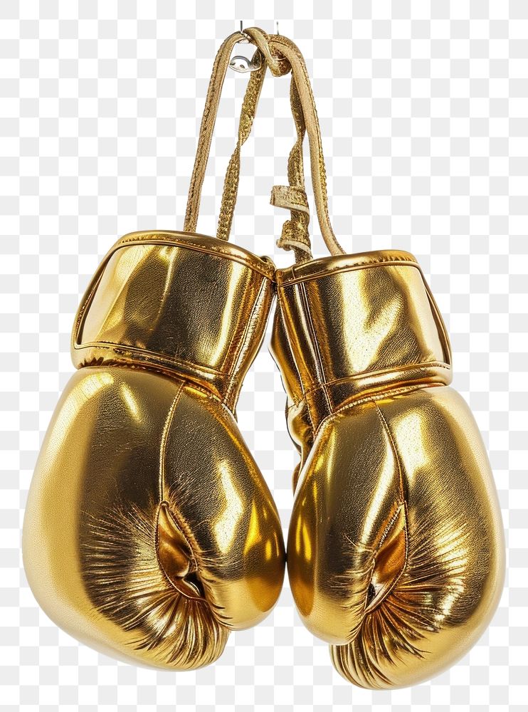 PNG Golden boxing gloves hanging together