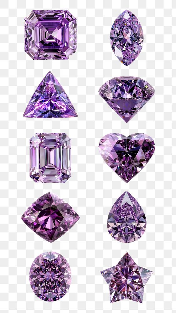 PNG purple diamond element set, transparent background