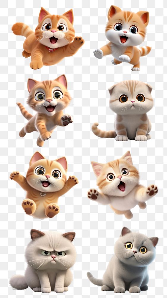 PNG cute 3d cat, transparent background