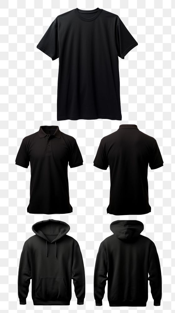 PNG black shirt design element set, transparent background