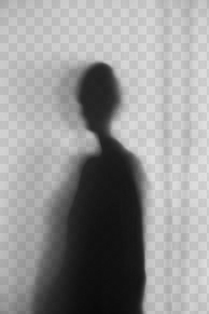 PNG  Mysterious silhouette behind translucent curtain