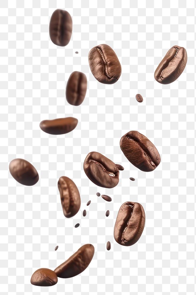 PNG Floating roasted coffee beans isolated