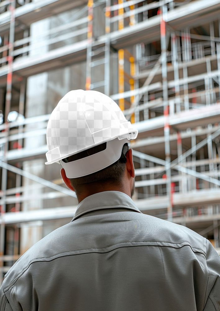 PNG construction hardhat mockup, transparent design