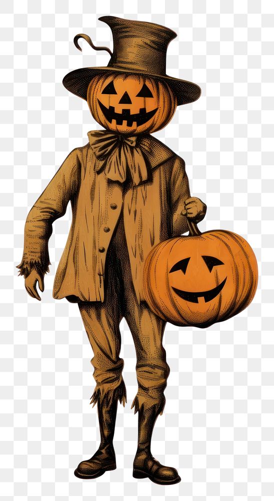 PNG  Halloween pumpkin head scarecrow