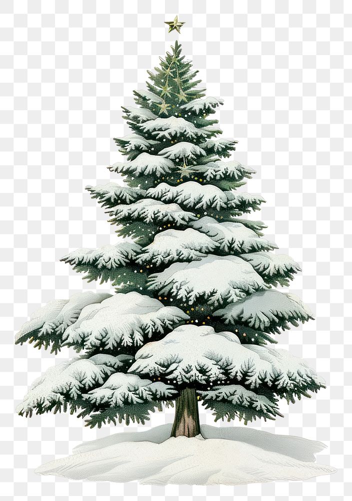 PNG Snow-covered Christmas tree illustration