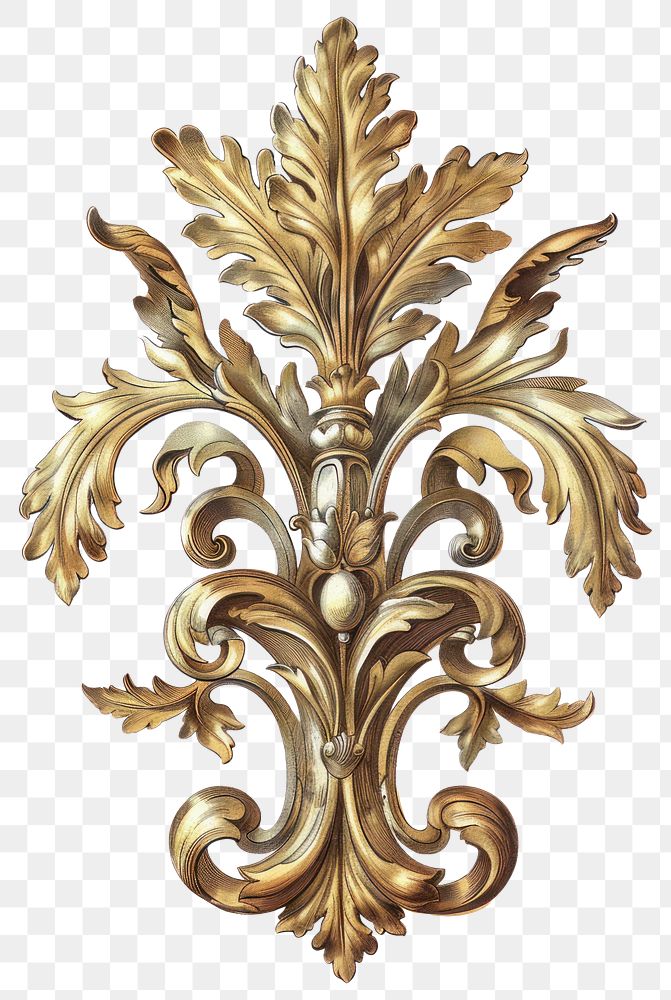 PNG Elegant gold ornamental floral design