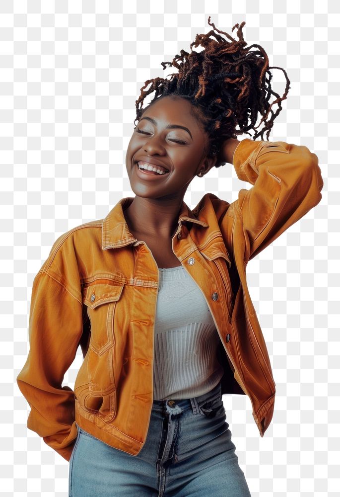 PNG  Happy woman in casual outfit