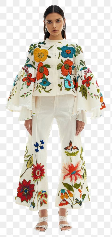 PNG Floral embroidered fashion outfit