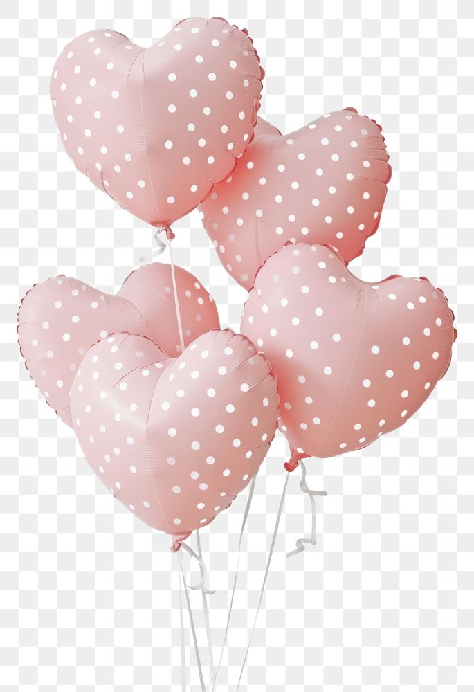 PNG Pink heart-shaped polka dot balloons