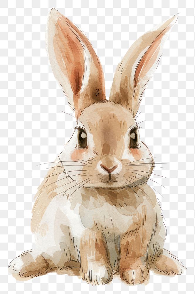 PNG Adorable watercolor bunny illustration