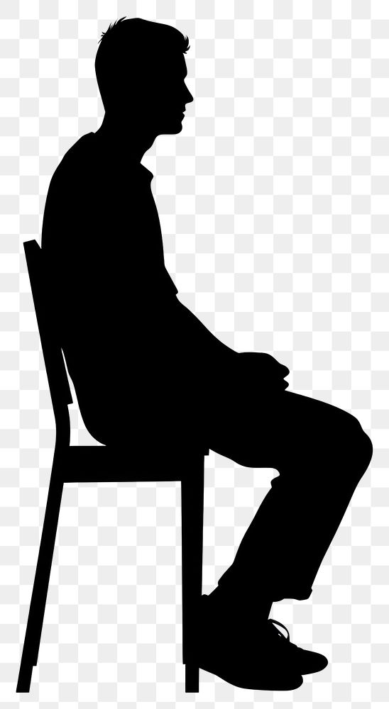 PNG Man sitting on chair silhouette furniture person.