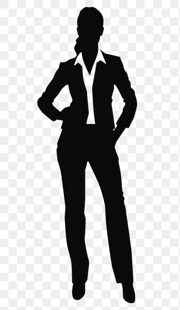 PNG silhouette businesswoman confident pose.