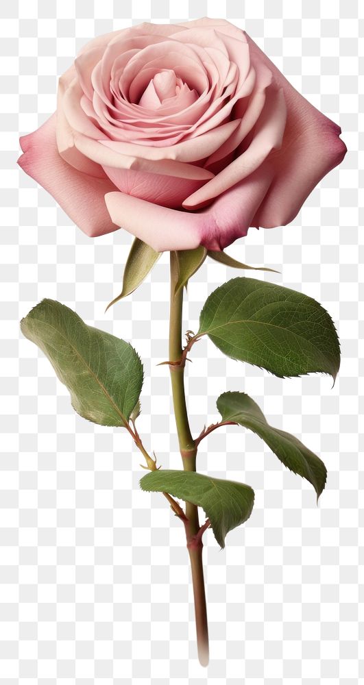 PNG  Elegant pink rose with leaves