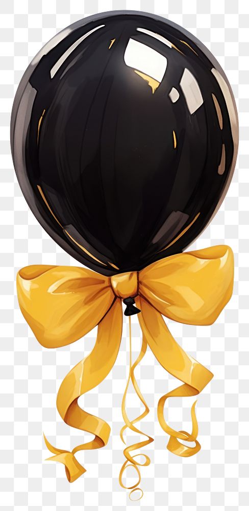 PNG Elegant black balloon with ribbon