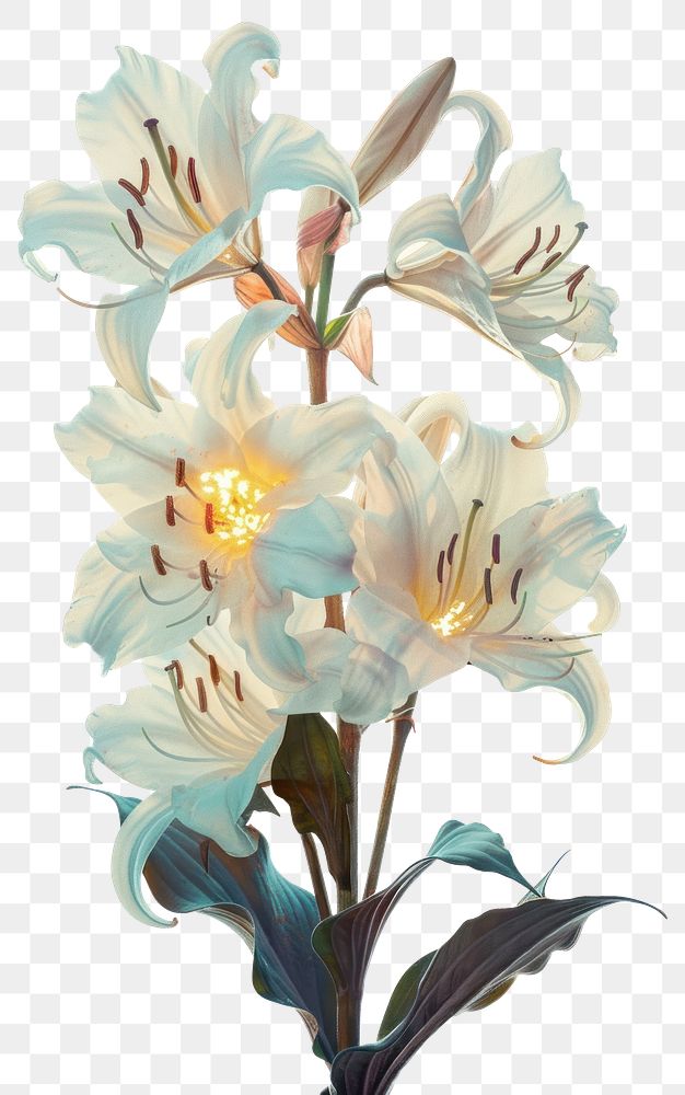 PNG Elegant white lilies illustration