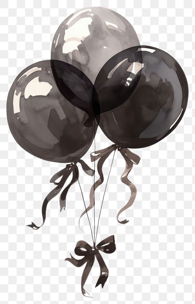 PNG  Elegant black watercolor balloons