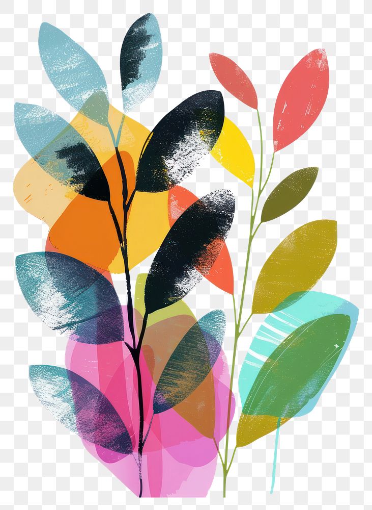 Colorful abstract botanical illustration | Free PNG - rawpixel