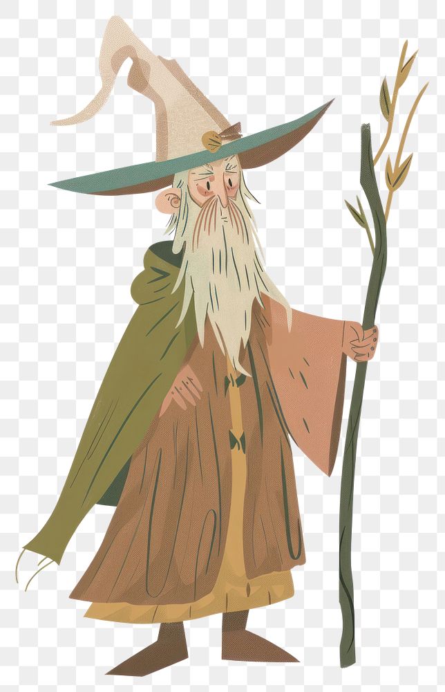 Wizard illustration with magical staff