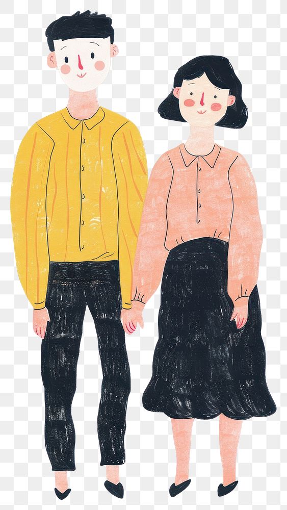 PNG Whimsical couple holding hands