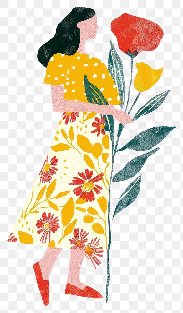 Colorful floral woman illustration