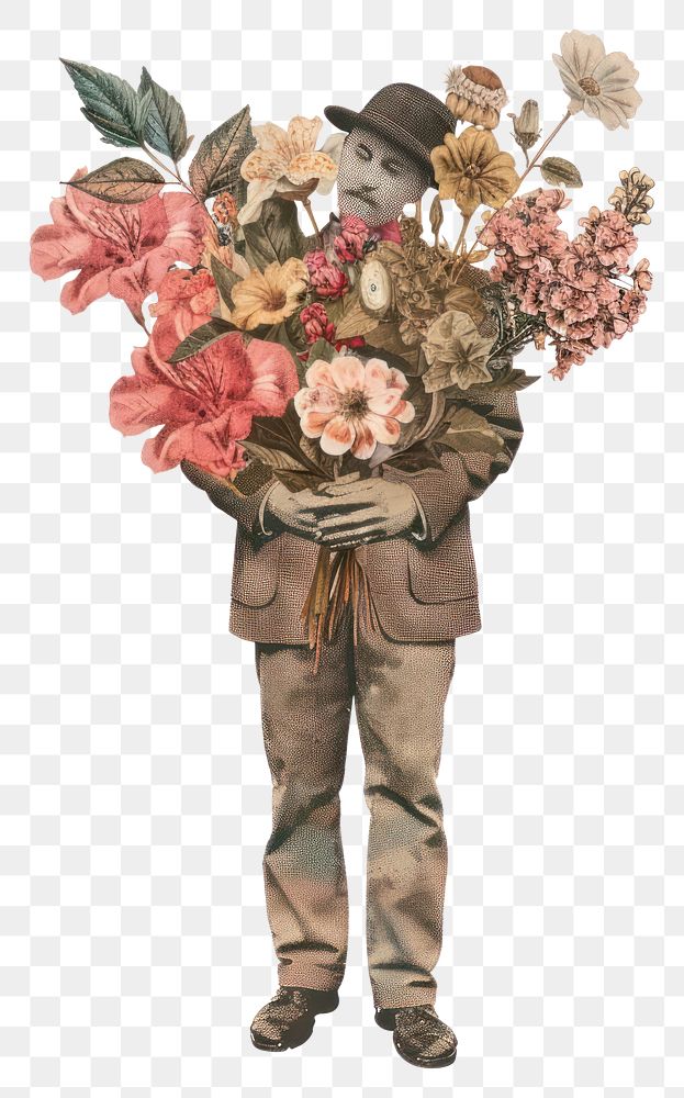 PNG Flower bouquet man carnation painting.