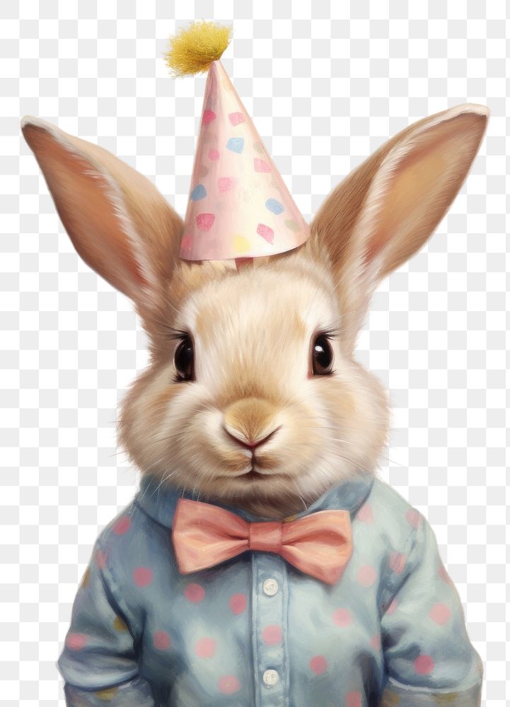 PNG  Cute bunny wearing party hat