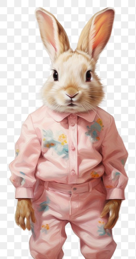 PNG  Whimsical rabbit in pink attire