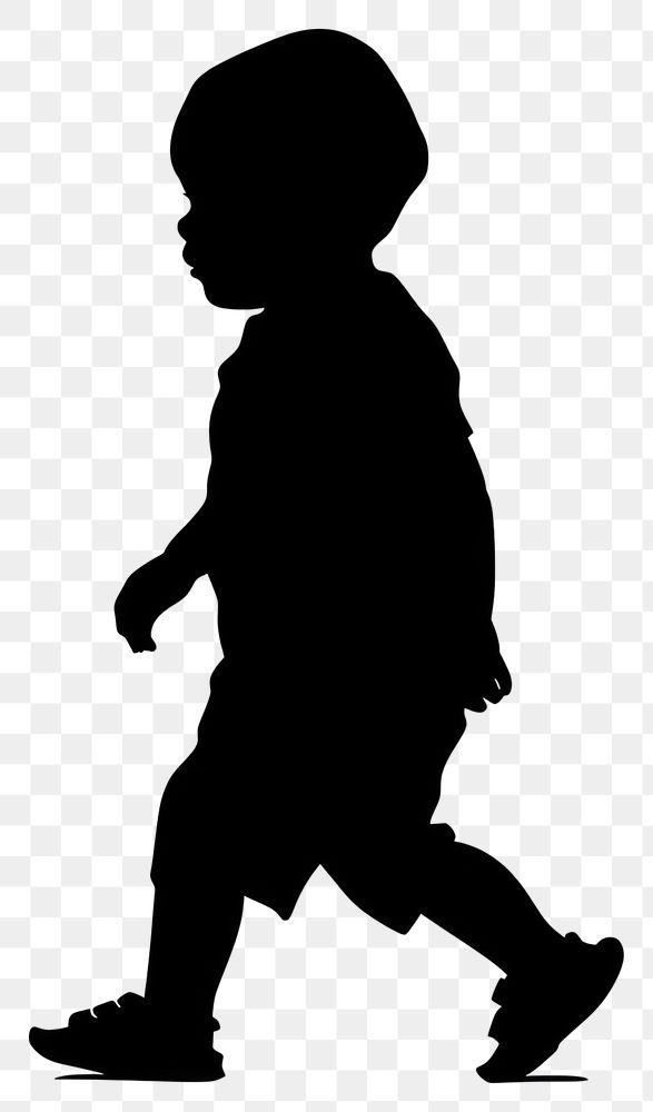 PNG Silhouette child walking profile illustration