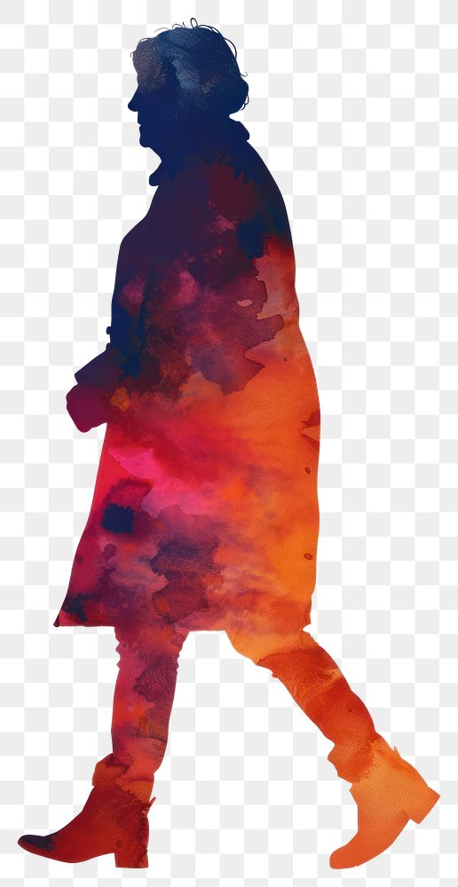 PNG Silhouette watercolor walking figure