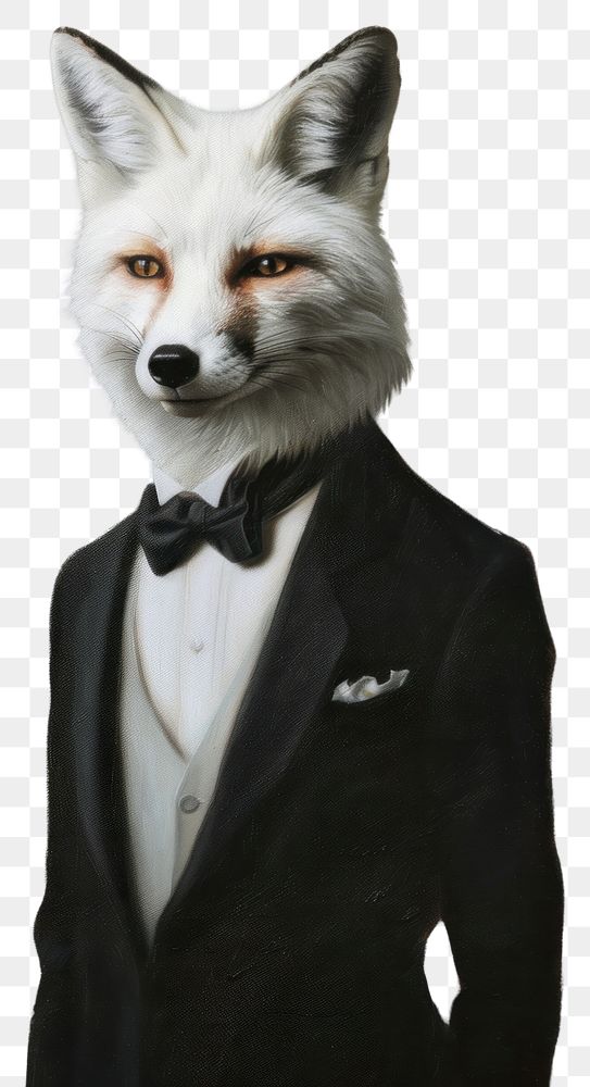 PNG  Elegant fox in formal attire