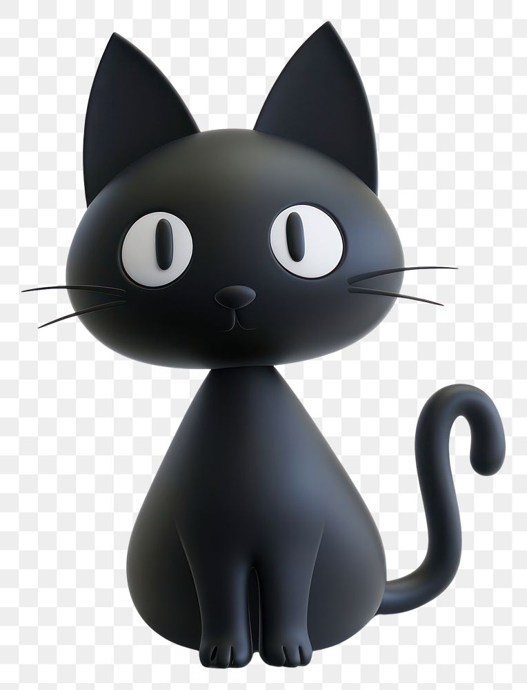 PNG Black cat figurine toy smoke pipe.