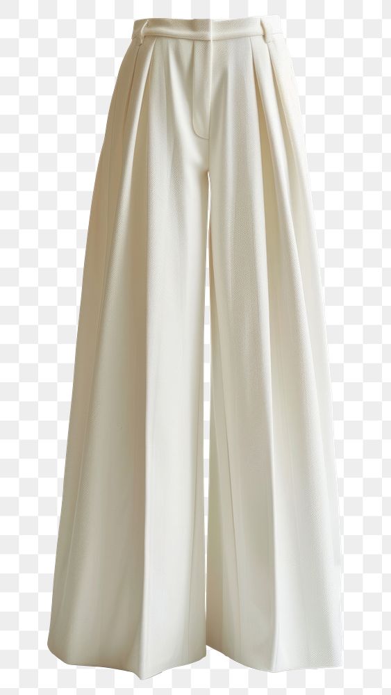 PNG Elegant wide-leg white trousers