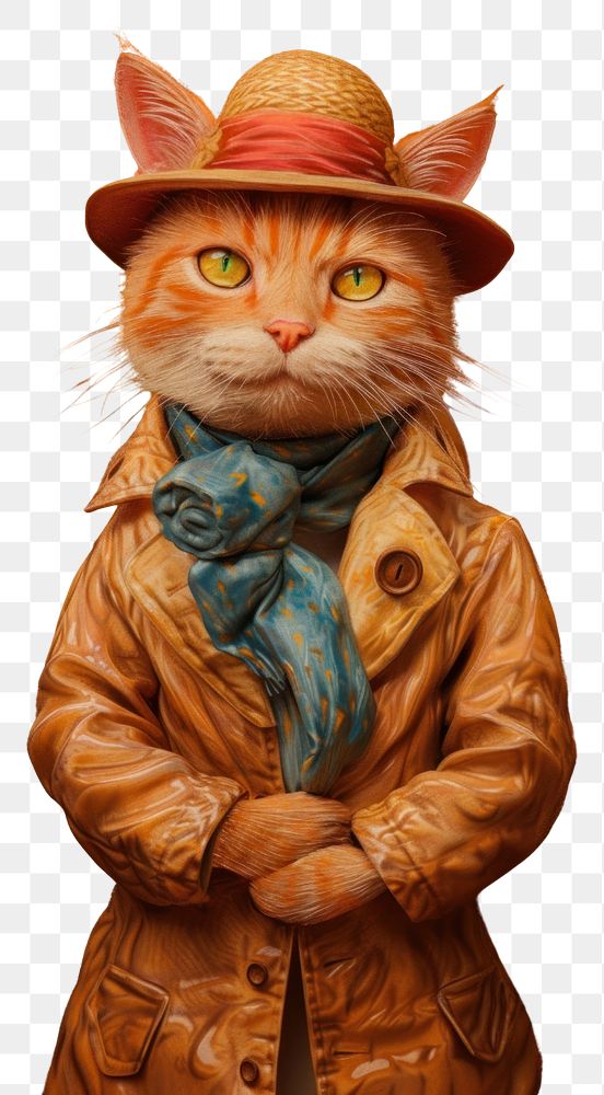 Chubby cat costuming wearing vincent van gogh surrealism wallpaper portrait animal mammal.