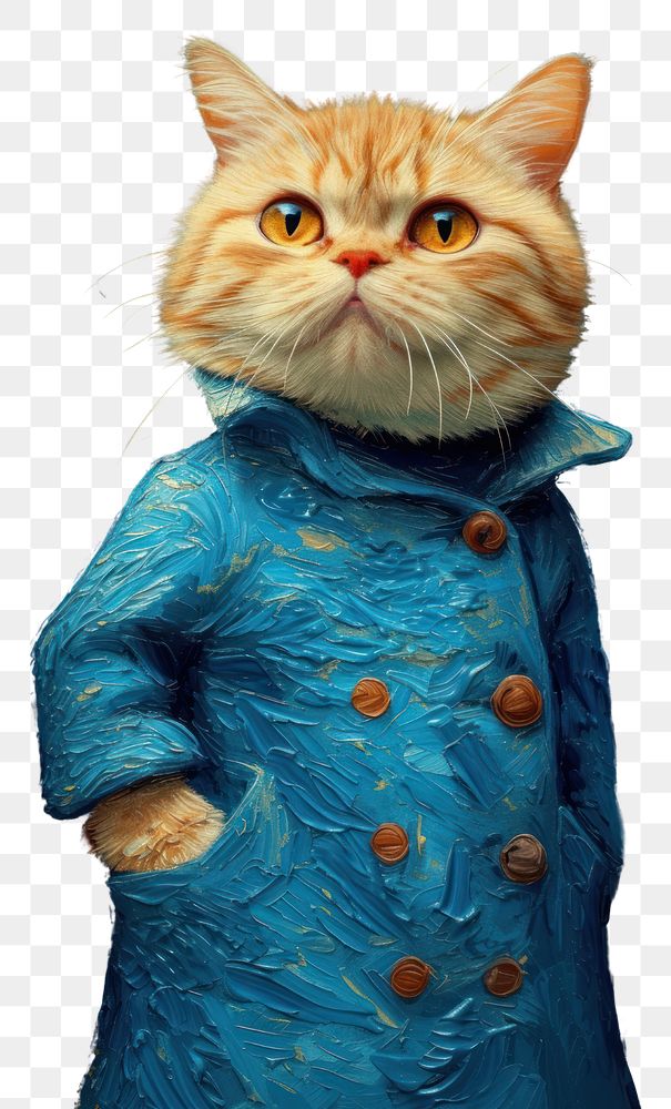 Chubby cat costuming wearing vincent van gogh surrealism wallpaper animal portrait mammal.