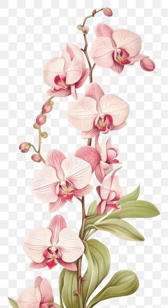 Wallpaper orchid blossom flower sketch.