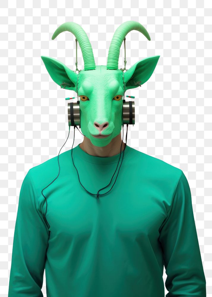 PNG Surreal goat mask headphones fashion