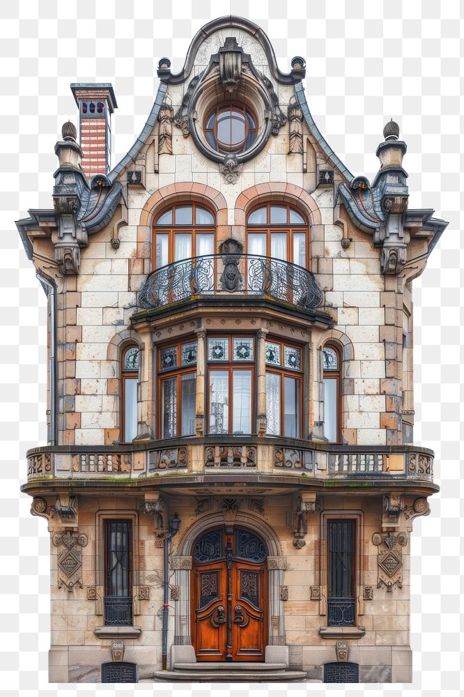 PNG Art nouveau house architecture building window.