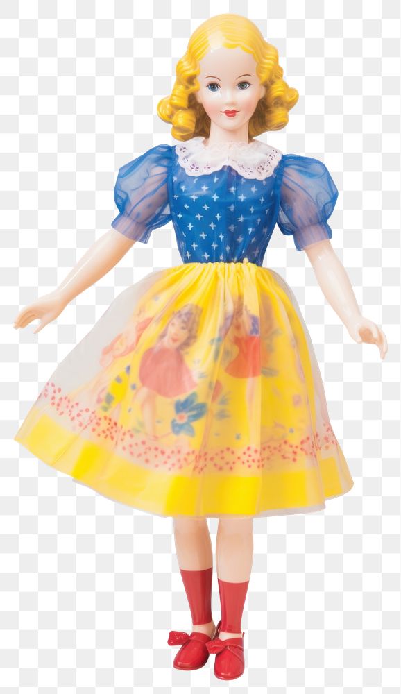 PNG Vintage doll in colorful dress