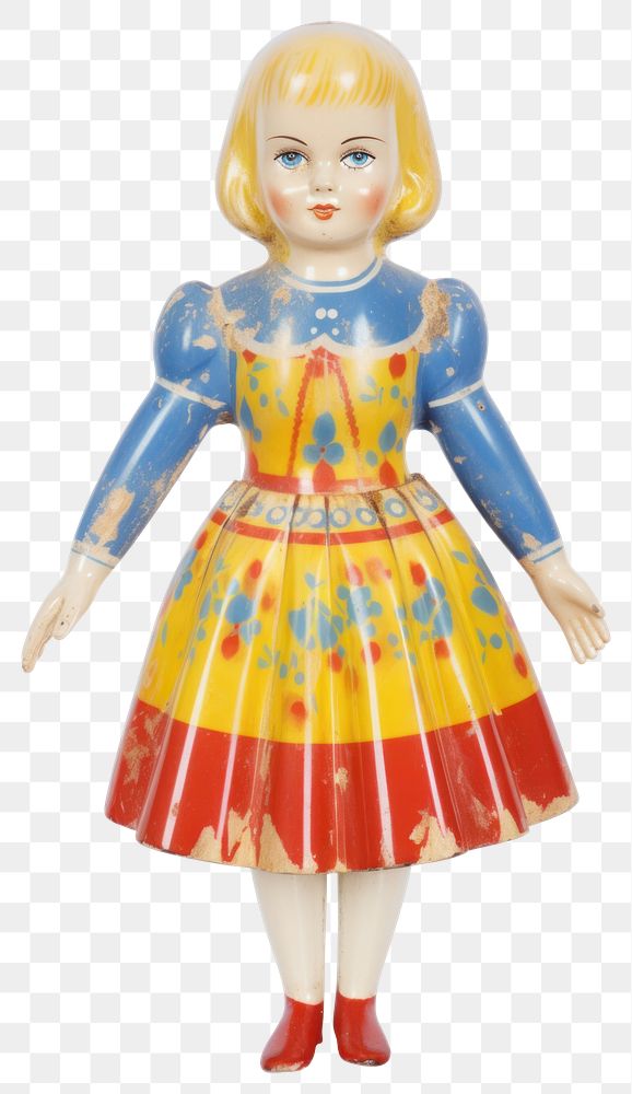 PNG Vintage painted doll figurine