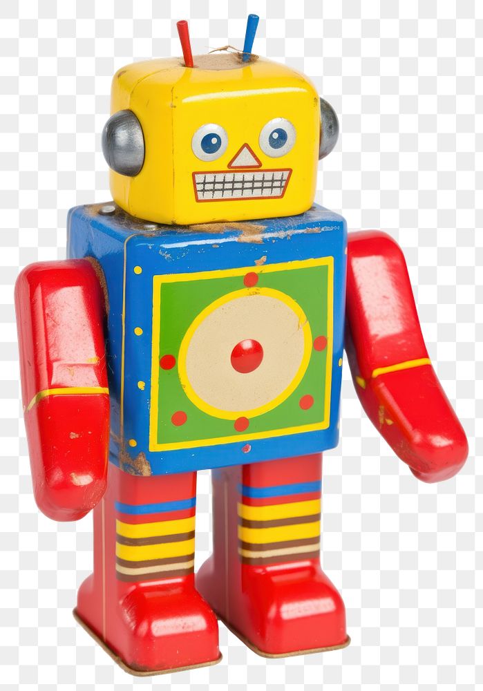 PNG Colorful vintage toy robot